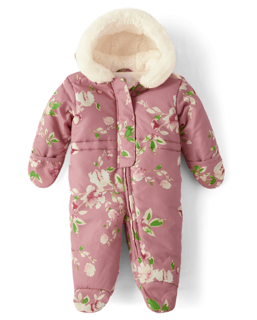 Baby Girls Long Sleeve Floral Print Snowsuit MISTY MAUVE The Children s Place