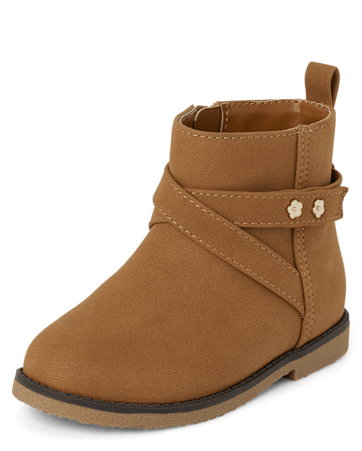 Toddler Girls Flower Stud Booties TAN The Children s Place
