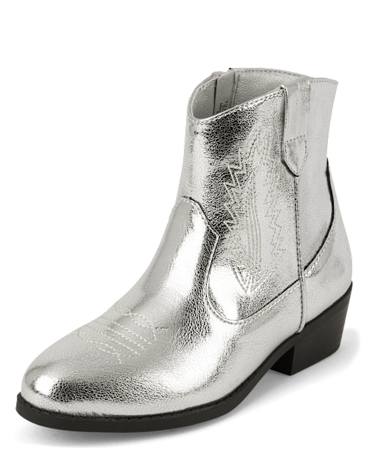 Girls Stitched Cowgirl Booties SILVER The Children s Place CA