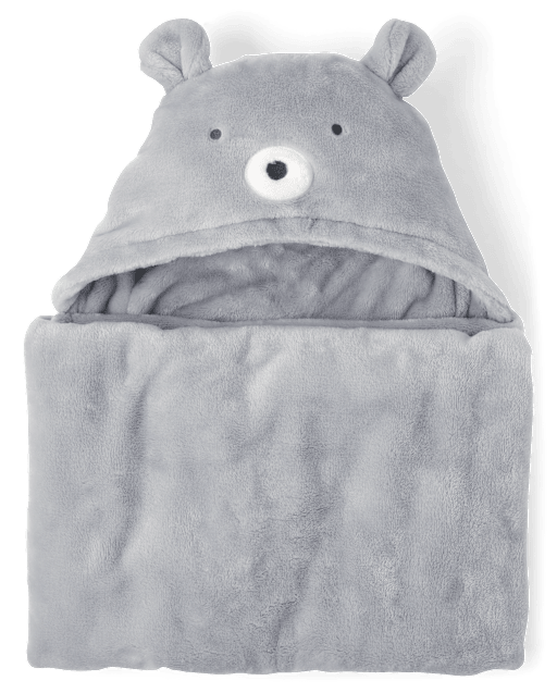 Unisex Baby Bear Cozy Hooded Blanket GRAY The Children s Place CA
