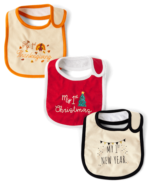 Unisex Baby First Holiday Bib 3 Pack MULTI The Children s Place