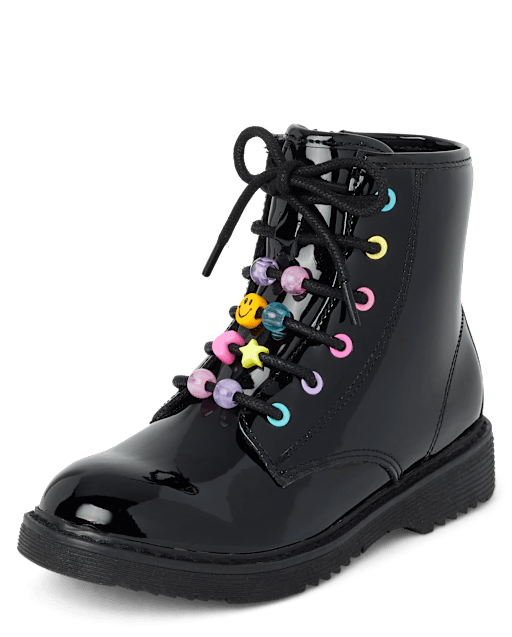 Kids black lace up boots shop
