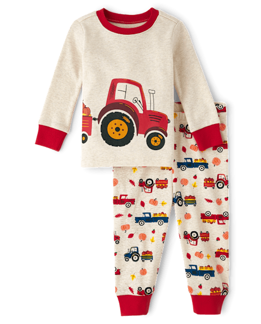 Unisex Baby And Toddler Long Sleeve Tractor Snug Fit Cotton Pajamas TAN The Children s Place