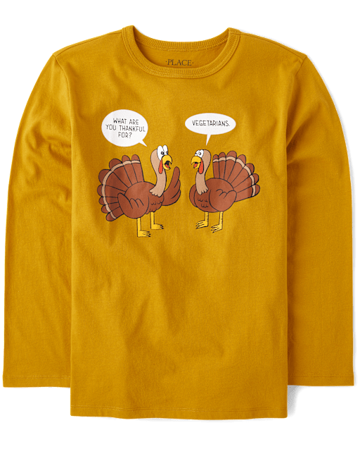 Boys Long Sleeve Thanksgiving Turkey Humor Graphic Tee YELLOW The Children s Place