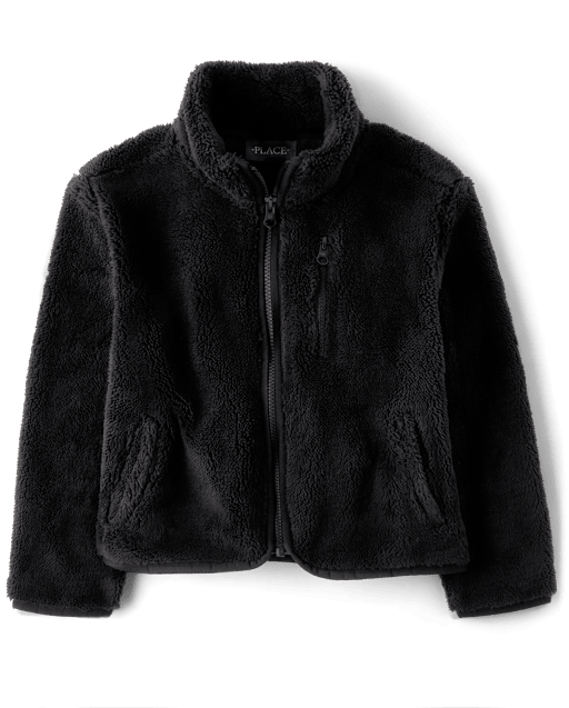 Girls Long Sleeve Sherpa Jacket BLACK The Children s Place CA