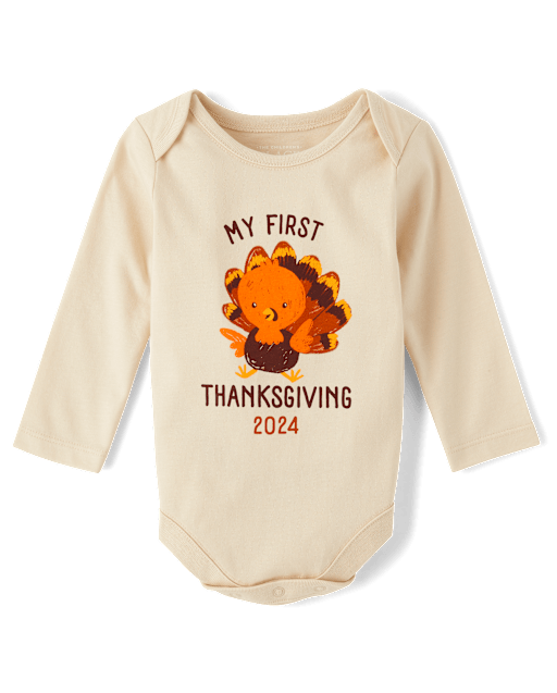 Unisex Baby Long Sleeve First Thanksgiving Graphic Bodysuit BROWN The Children s Place