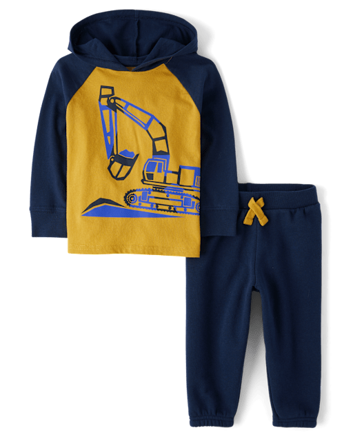 Children's Cartoon Construction Vehicle Zip-Up Hoodie