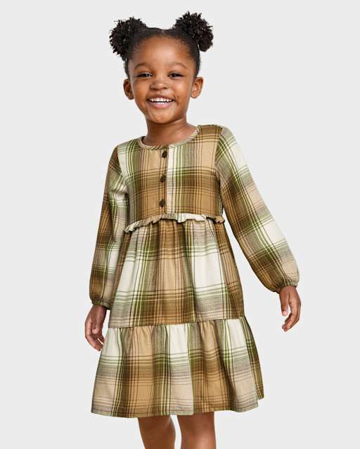 Toddler Girls Matching Family Long Sleeve Plaid Flannel Shirt Dress TRULY OLIVE The Children s Place CA