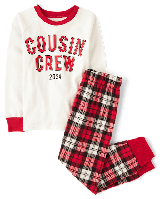 Unisex Kids Christmas Long Raglan Sleeve Cousin Crew 2024 Snug Fit Cotton And Microfleece Pajamas RED The Children s Place CA