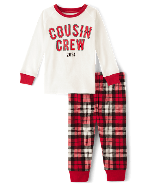 Unisex Baby And Toddler Christmas Long Raglan Sleeve Cousin Crew 2024 Snug Fit Cotton And Microfleece Pajamas RED The Children s Place CA