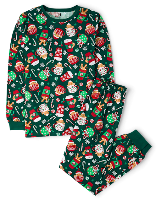 Adult Matching Family Christmas Long Sleeve Hot Cocoa Mugs Print