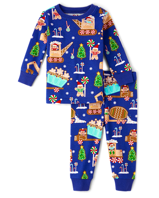 Unisex Baby And Toddler Christmas Long Sleeve Gingerbread Construction Print Snug Fit Cotton Pajamas BLUE The Children s Place CA
