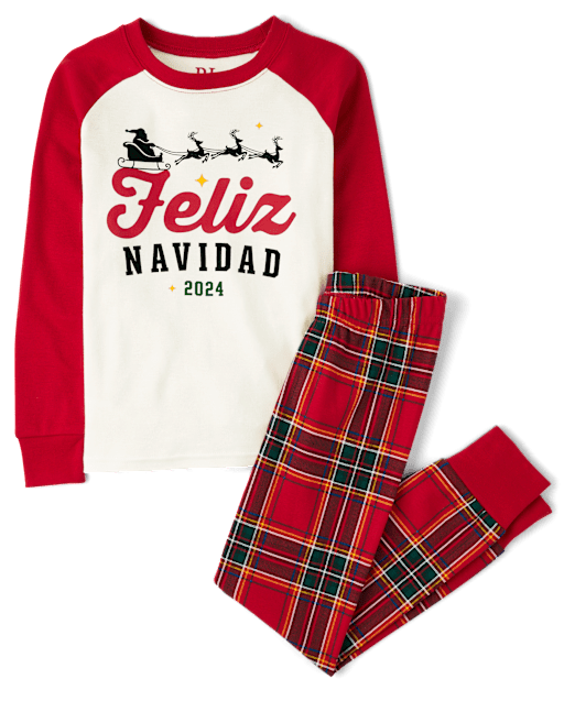 Unisex Kids Matching Family Christmas Long Raglan Sleeve Feliz Navidad 2024 Snug Fit Cotton Pajamas RED The Children s Place CA