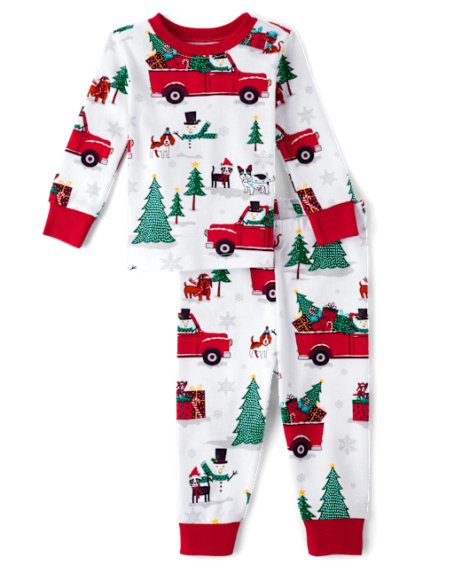 Unisex Baby And Toddler Matching Family Christmas Long Sleeve Truck Print Snug Fit Cotton Pajamas WHITE The Children s Place CA