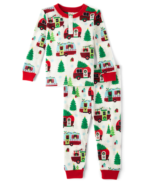 Unisex Baby And Toddler Matching Family Christmas Long Sleeve Camper Thermal Henley Pajamas WHITE The Children s Place CA