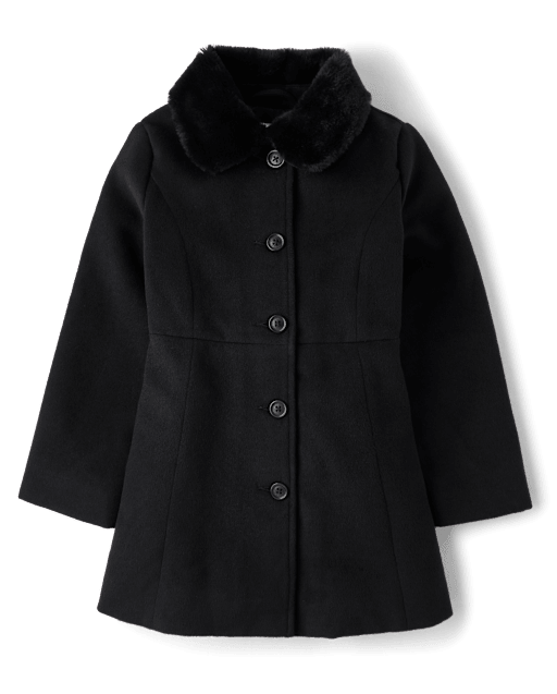 Girls Long Sleeve Coat BLACK The Children's Place