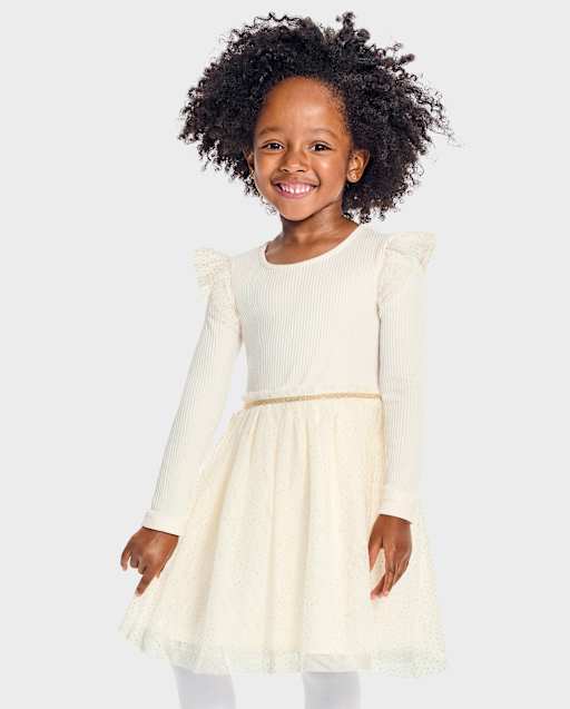 Toddler long sleeve white dress cheap