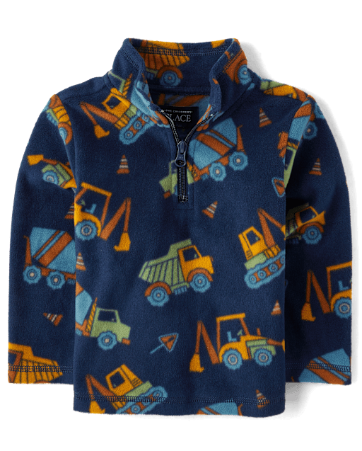 Baby Boy Kids Letters Printing Crew Neck Long Sleeve Fleece Pullover