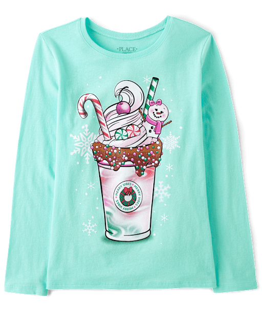 The Children's Place Girls' 'Feliz Navidad' Christmas Long Sleeve Graphic Tee