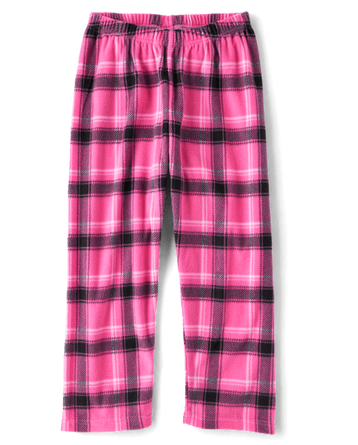 Girls Plaid Microfleece Pajama Pants BLACK The Children s Place