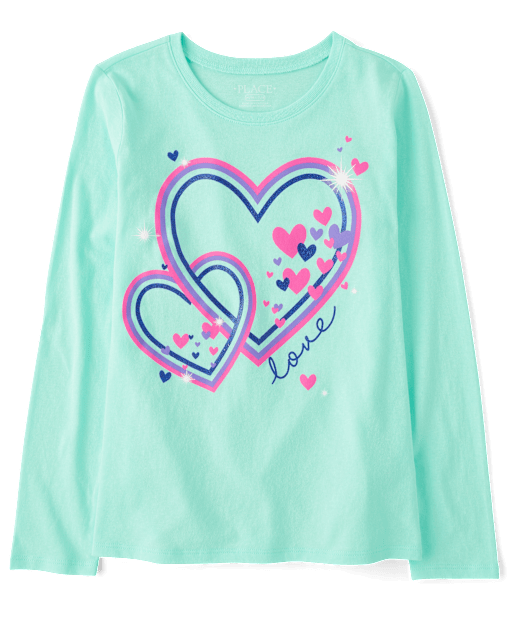 Girls Long Sleeve Love Heart Graphic Tee ICELANDIC The Children s Place CA