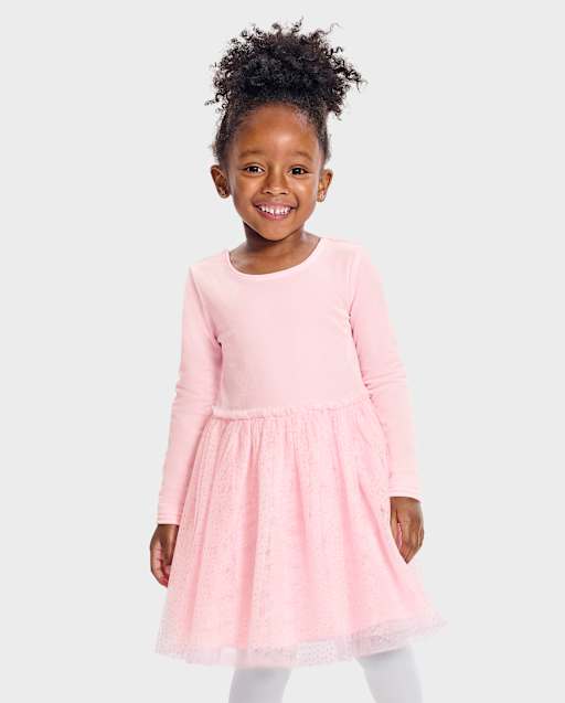 knee length dresses for ladies Wholesale Red Velvet Baby Girl Long Sleeve Dress main image 1