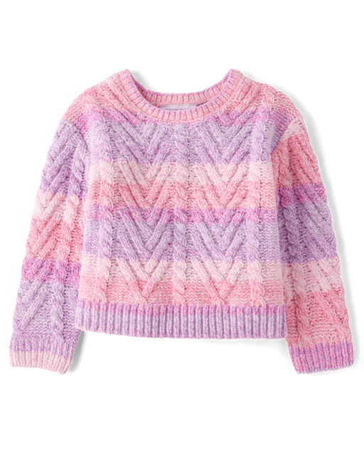 Toddler Girls Long Sleeve Rainbow Ombre Chenille Sweater PINK The Children s Place