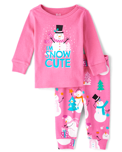 Pink snowman pajamas deals