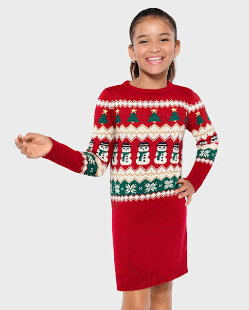 Girls Matching Family Long Sleeve Christmas Fairisle Sweater Dress CLASSICRED The Children s Place CA