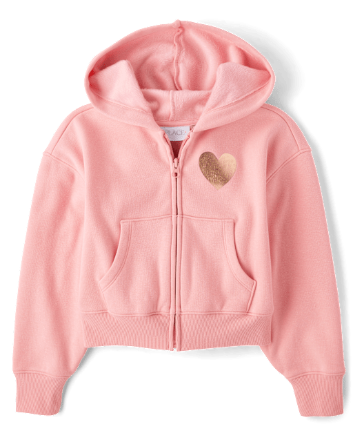 Girls² 24karats ZIP HOODIE ピンク　Lサイズ Girls Active Long Sleeve Graphic Velboa Zip Up Hoodie - PINK | The