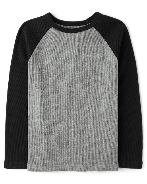Boys Long Sleeve Colorblock Thermal Raglan Top - GRAY | The