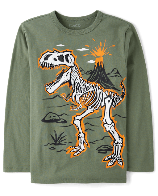 Mousee Green Dino Print T-Shirt