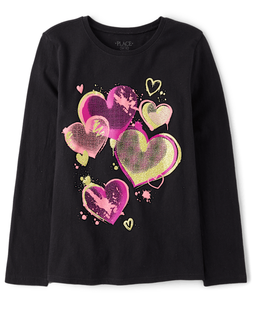 Hearts Printed Kids Girls T-Shirt In Best Price Best Quality Only In BD
