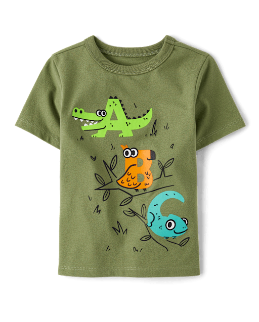 Navy and Animal Print Baby Boy T-Shirt main image 1