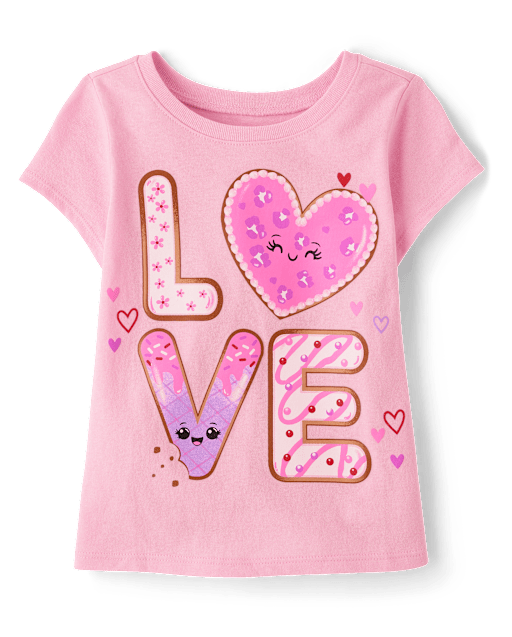 Girls Summer Short Sleeve T Shirts Heart Letter Print Cute
