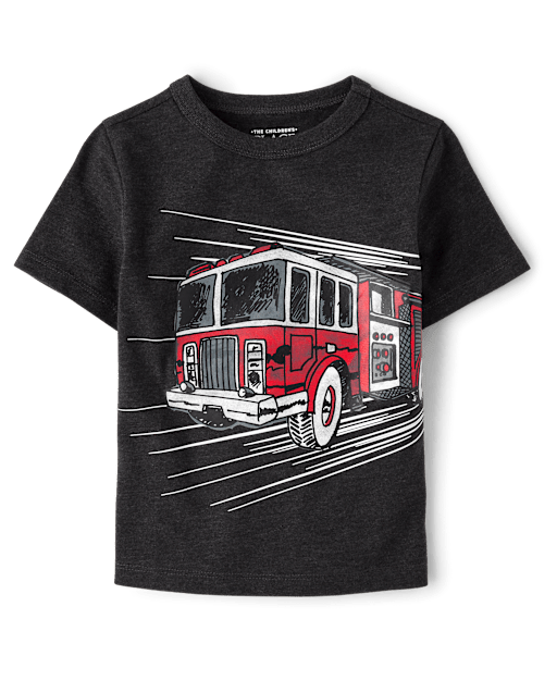 Baby And Toddler Boys Short Sleeve Fire Truck Graphic Tee
