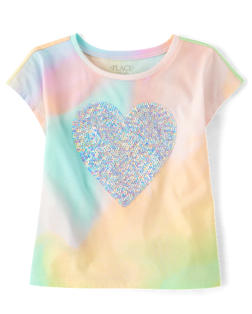 Girls Short Sleeve Flip Sequin Graphic Top - MULTI | The