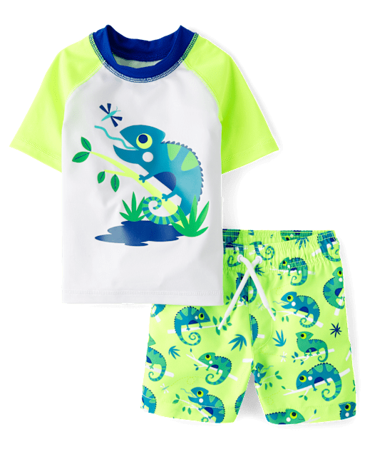 Baby And Toddler Boys Graphic Rashguard Swimsuit - Green