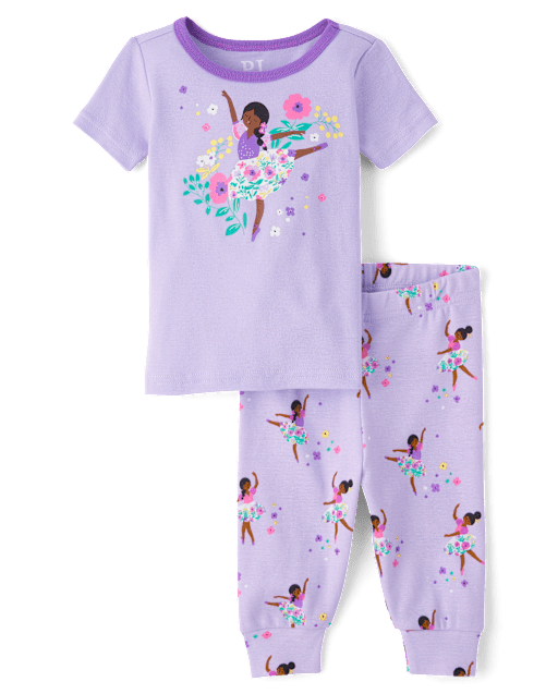 Baby And Toddler Girls Short Sleeve Ballerina Snug Fit Cotton Pajamas -  PURPLE | The Children's Place QPANCY SLEEPWEAR ガールズ US サイズ: 4-5Y/ Height: 43" カラー: パープル