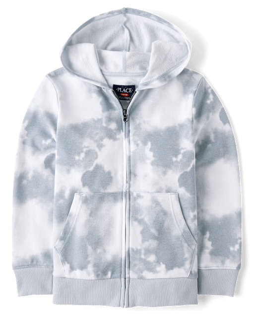 Boys Active Tie Dye French Terry Zip Up Hoodie - GRAY | The Children's Place