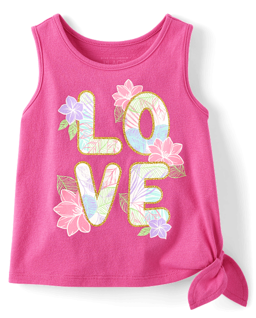Baby And Toddler Girls Sleeveless Graphic Side Tie Tank Top - PINK