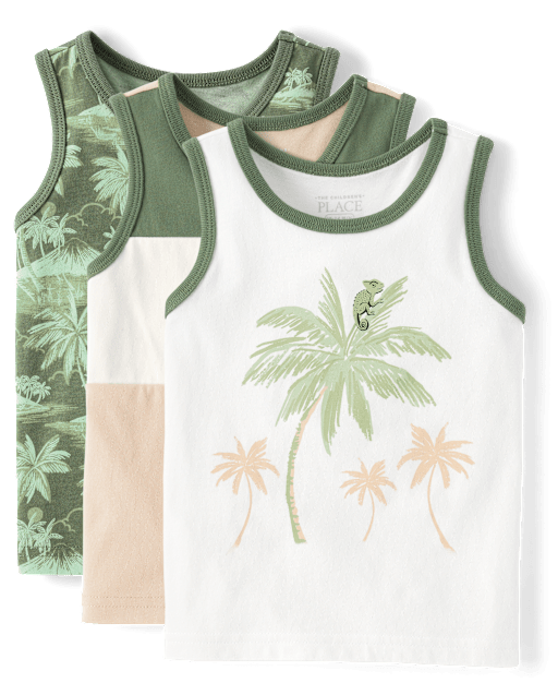 Baby And Toddler Boys Chameleon Tank Top 3-Pack - Green