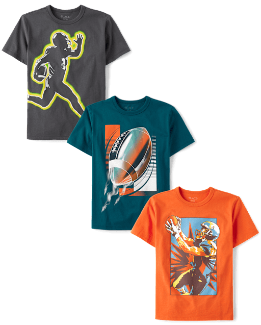 Boys Short Sleeve Football Graphic Tee 3-Pack - MULTI | The