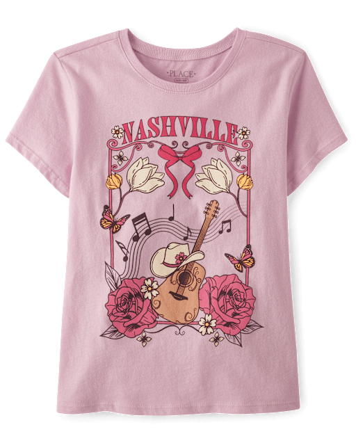 Girls Short Sleeve Nashville Scene Graphic Tee - PURPLE | The