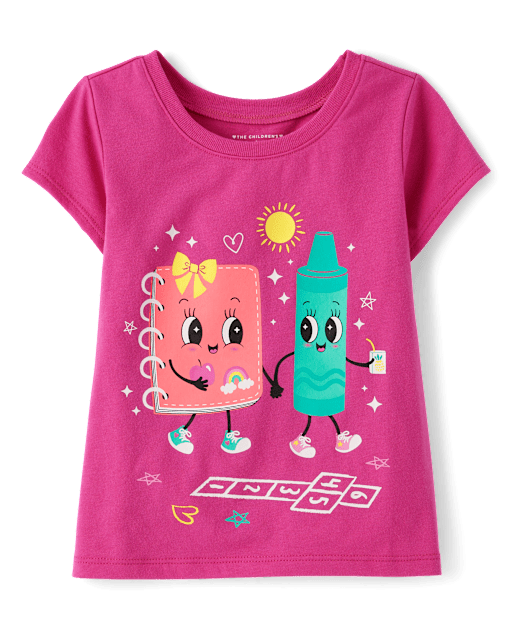Toddler Girls Short Sleeve Hopscotch Graphic Tee - PINK | The