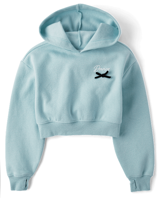 Girls Active Long Sleeve Graphic Premium Fleece Hoodie - BLUE