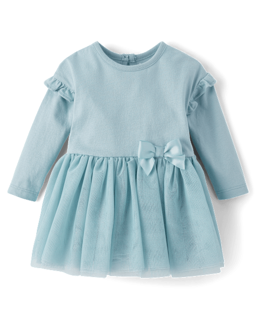 Baby Girls Long Sleeve Tutu Bodysuit Dress - BLUE | The Children's Place