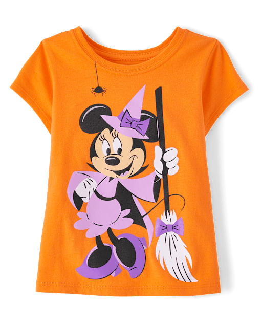T-shirt Manches Courtes Halloween Pour Fille - Motifs Mignons, Polyester, Taille 1-13 Ans