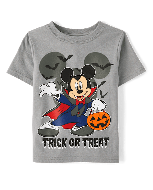 Toddler Boys Short Sleeve Trick Or Treat Mickey Graphic Tee - GRAY