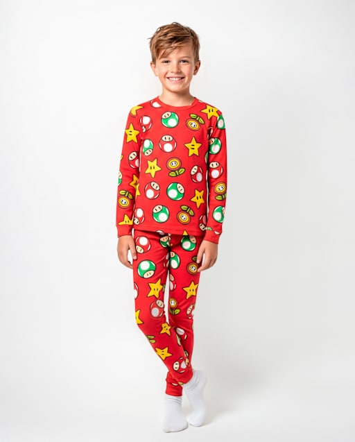 Pyjama Mario Garçon Taille 8 - Pantalon Boutonné, Rouge, 100% Polyester - Neuf étiquettes